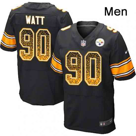 Mens Nike Pittsburgh Steelers 90 T J Watt Elite Black Home Drift Fashion NFL Jersey